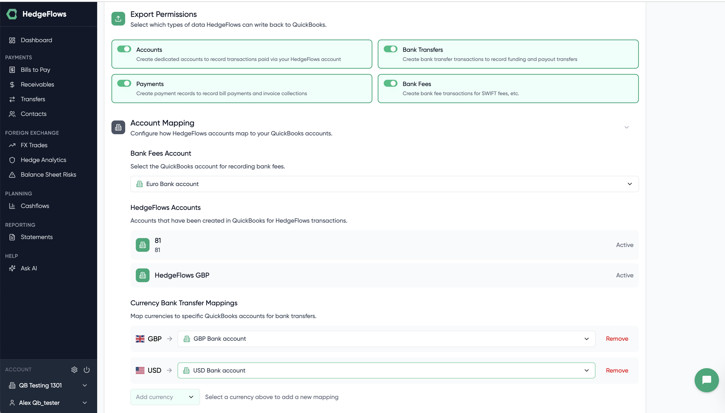 Choose which data to write back to QuickBooks